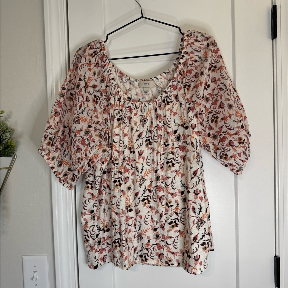 LOFT Print Peasant Top